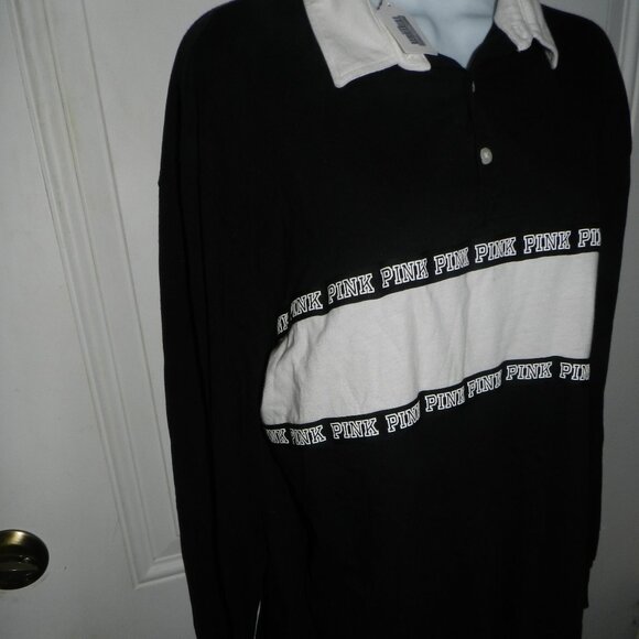 PINK Victoria's Secret Collared Long Sleeve Polo Shirt  Women's M 🆕⌚📦🏃💨🚚 - Picture 1 of 16